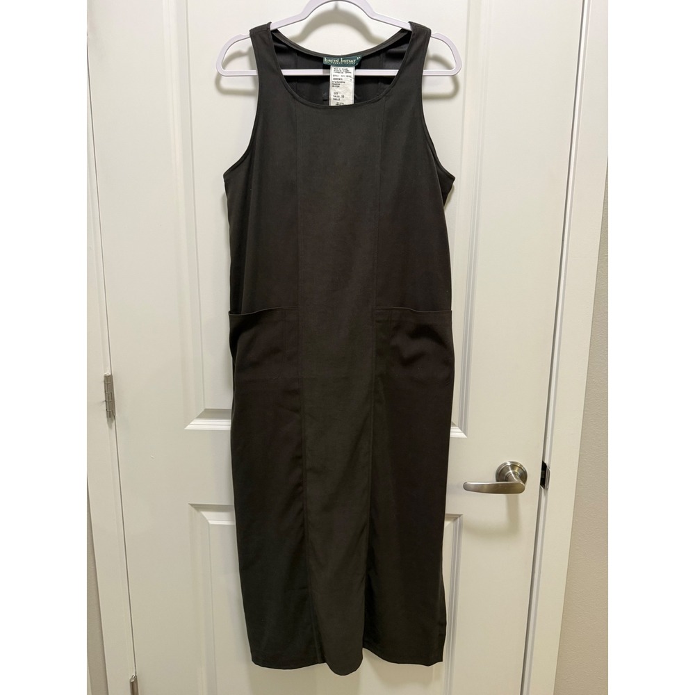 Harve Benard Sleeveless Midi Sheath Dress Brown Gray Pockets Size 10 98M‎ 103 61